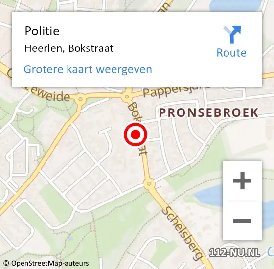 Locatie op kaart van de 112 melding: Politie Heerlen, Bokstraat op 17 augustus 2022 12:23