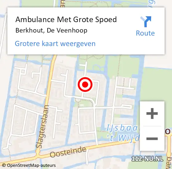 Locatie op kaart van de 112 melding: Ambulance Met Grote Spoed Naar Berkhout, De Veenhoop op 17 augustus 2022 12:34