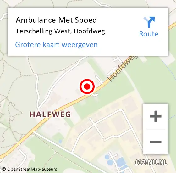 Locatie op kaart van de 112 melding: Ambulance Met Spoed Naar Terschelling West, Hoofdweg op 26 juli 2014 17:36