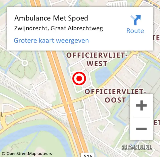 Locatie op kaart van de 112 melding: Ambulance Met Spoed Naar Zwijndrecht, Graaf Albrechtweg op 17 augustus 2022 13:29