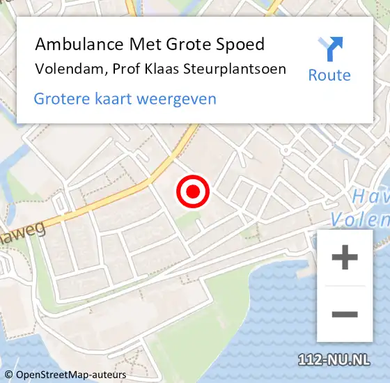 Locatie op kaart van de 112 melding: Ambulance Met Grote Spoed Naar Volendam, Prof Klaas Steurplantsoen op 17 augustus 2022 13:41