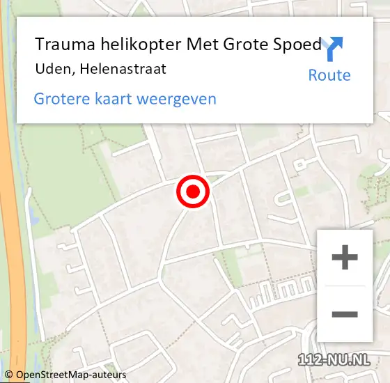 Locatie op kaart van de 112 melding: Trauma helikopter Met Grote Spoed Naar Uden, Helenastraat op 17 augustus 2022 13:55