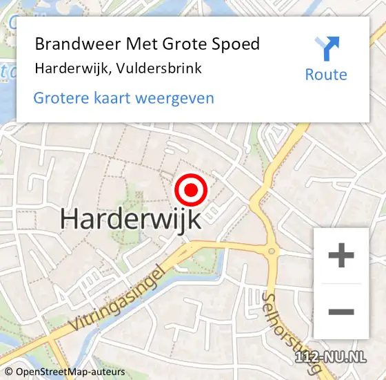 Locatie op kaart van de 112 melding: Brandweer Met Grote Spoed Naar Harderwijk, Vuldersbrink op 17 augustus 2022 14:00