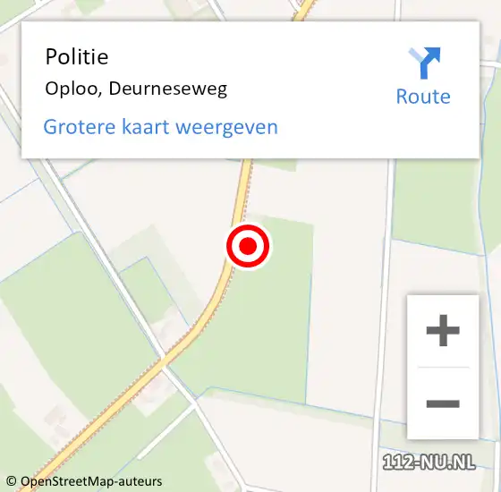 Locatie op kaart van de 112 melding: Politie Oploo, Deurneseweg op 17 augustus 2022 14:35