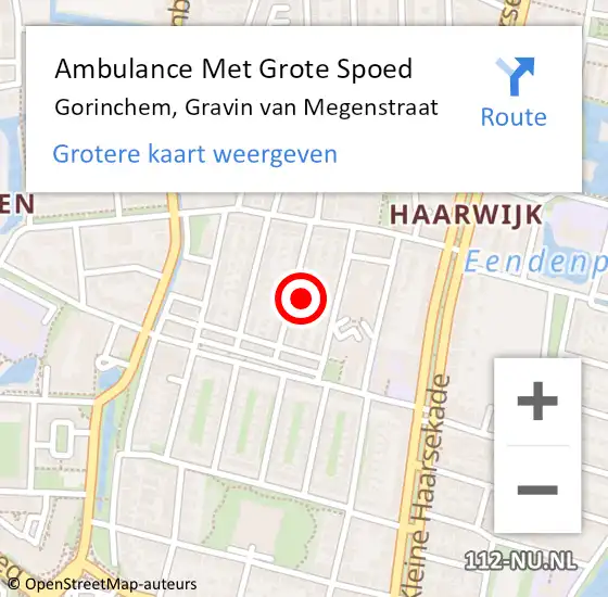 Locatie op kaart van de 112 melding: Ambulance Met Grote Spoed Naar Gorinchem, Gravin van Megenstraat op 17 augustus 2022 14:40