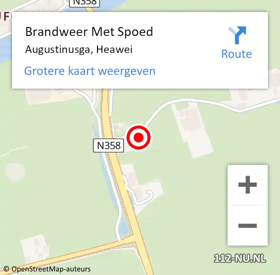 Locatie op kaart van de 112 melding: Brandweer Met Spoed Naar Augustinusga, Heawei op 17 augustus 2022 14:43