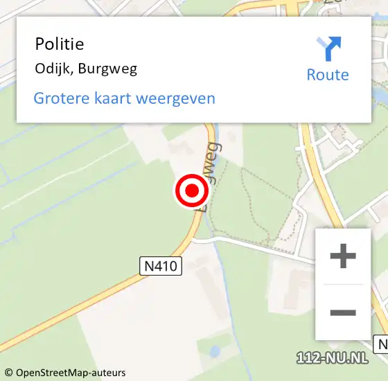 Locatie op kaart van de 112 melding: Politie Odijk, Burgweg op 17 augustus 2022 15:06
