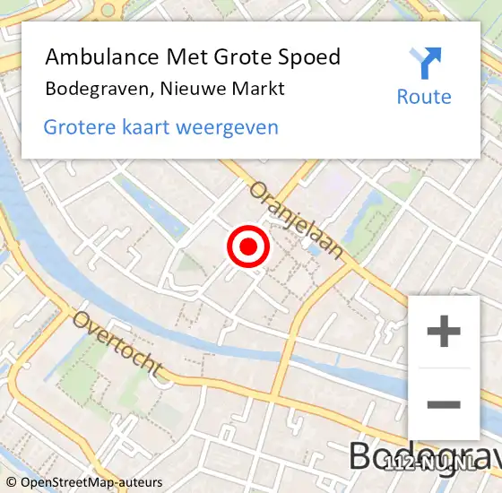 Locatie op kaart van de 112 melding: Ambulance Met Grote Spoed Naar Bodegraven, Nieuwe Markt op 17 augustus 2022 15:24