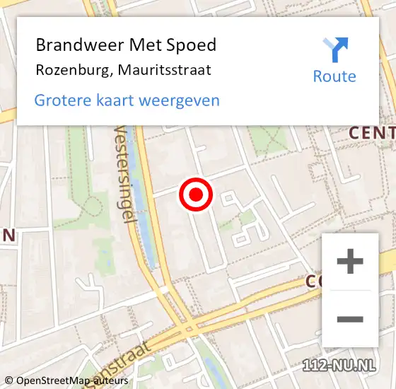 Locatie op kaart van de 112 melding: Brandweer Met Spoed Naar Rozenburg, Mauritsstraat op 17 augustus 2022 15:26