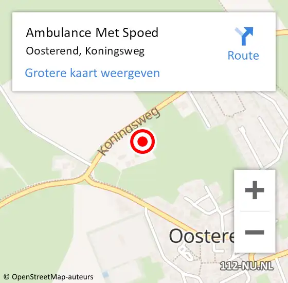 Locatie op kaart van de 112 melding: Ambulance Met Spoed Naar Oosterend, Koningsweg op 17 augustus 2022 15:28
