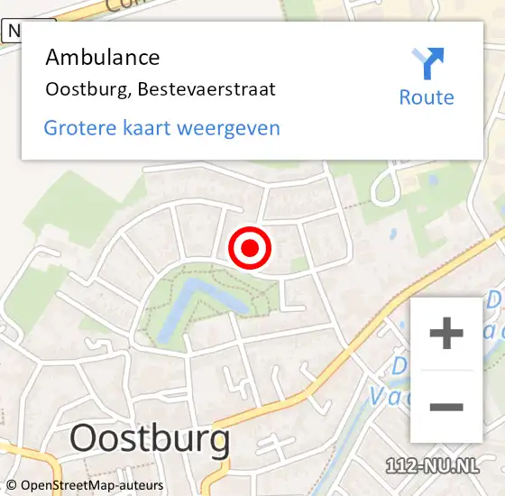 Locatie op kaart van de 112 melding: Ambulance Oostburg, Bestevaerstraat op 26 juli 2014 17:58