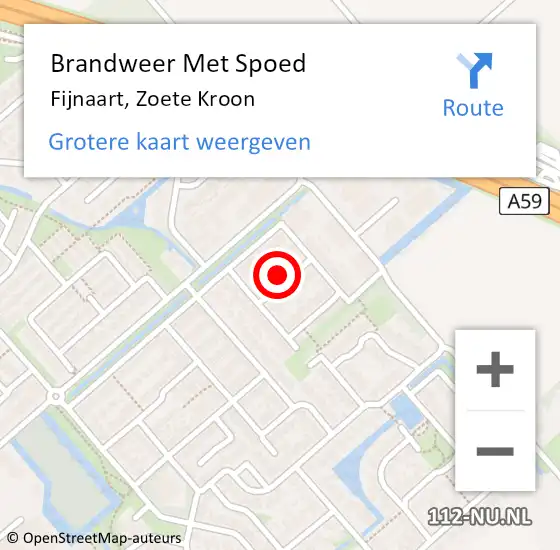 Locatie op kaart van de 112 melding: Brandweer Met Spoed Naar Fijnaart, Zoete Kroon op 17 augustus 2022 16:11