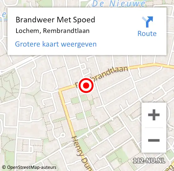 Locatie op kaart van de 112 melding: Brandweer Met Spoed Naar Lochem, Rembrandtlaan op 17 augustus 2022 16:12