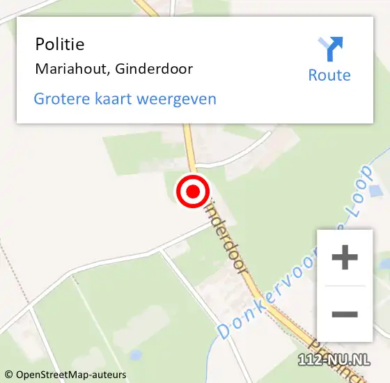 Locatie op kaart van de 112 melding: Politie Mariahout, Ginderdoor op 17 augustus 2022 16:30