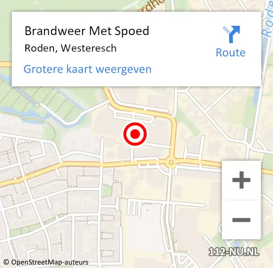 Locatie op kaart van de 112 melding: Brandweer Met Spoed Naar Roden, Westeresch op 17 augustus 2022 16:31