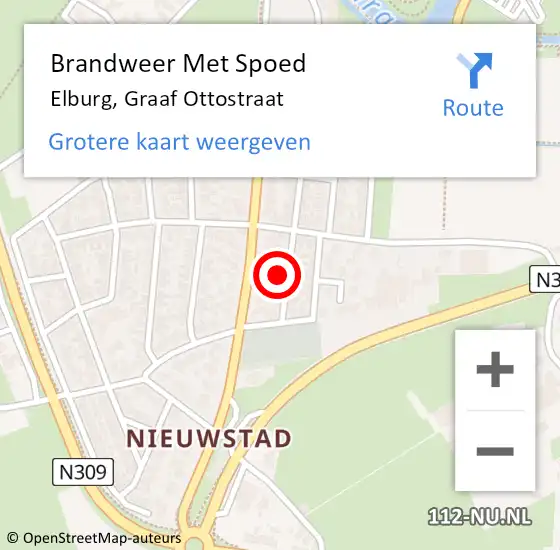 Locatie op kaart van de 112 melding: Brandweer Met Spoed Naar Elburg, Graaf Ottostraat op 17 augustus 2022 16:39