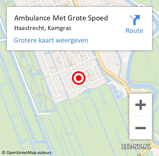 Locatie op kaart van de 112 melding: Ambulance Met Grote Spoed Naar Haastrecht, Kamgras op 17 augustus 2022 16:56