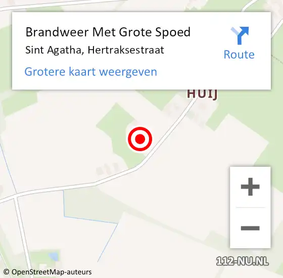 Locatie op kaart van de 112 melding: Brandweer Met Grote Spoed Naar Sint Agatha, Hertraksestraat op 17 augustus 2022 17:02