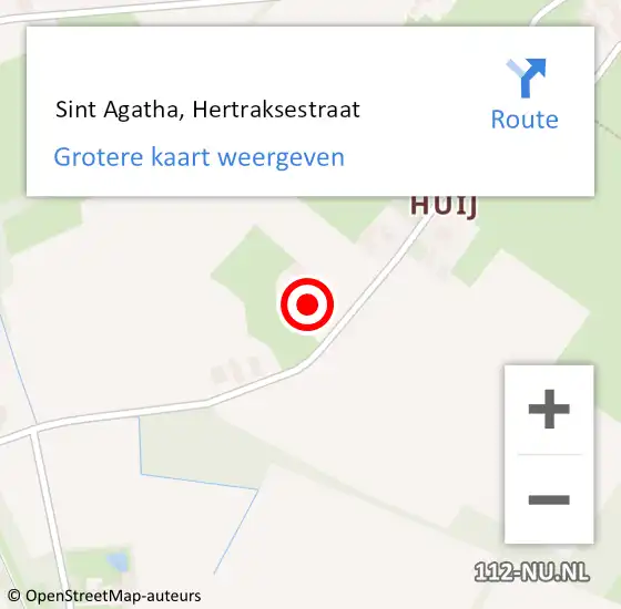 Locatie op kaart van de 112 melding:  Sint Agatha, Hertraksestraat op 17 augustus 2022 17:02