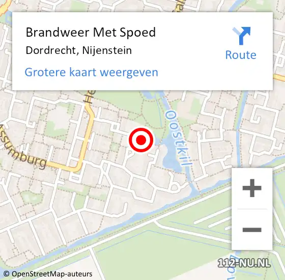 Locatie op kaart van de 112 melding: Brandweer Met Spoed Naar Dordrecht, Nijenstein op 17 augustus 2022 17:28
