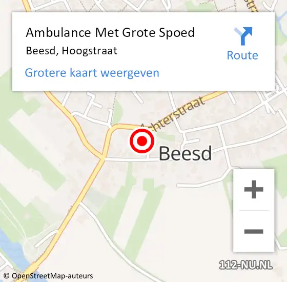 Locatie op kaart van de 112 melding: Ambulance Met Grote Spoed Naar Beesd, Hoogstraat op 17 augustus 2022 17:32