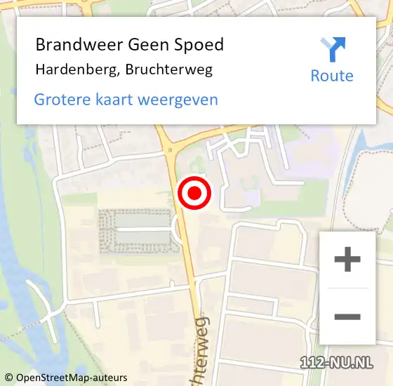 Locatie op kaart van de 112 melding: Brandweer Geen Spoed Naar Hardenberg, Bruchterweg op 17 augustus 2022 17:56