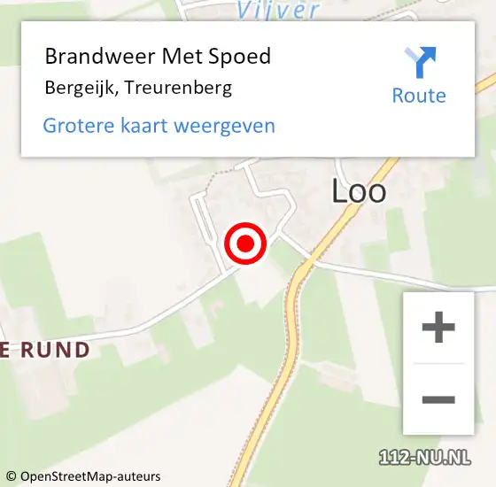 Locatie op kaart van de 112 melding: Brandweer Met Spoed Naar Bergeijk, Treurenberg op 17 augustus 2022 17:58