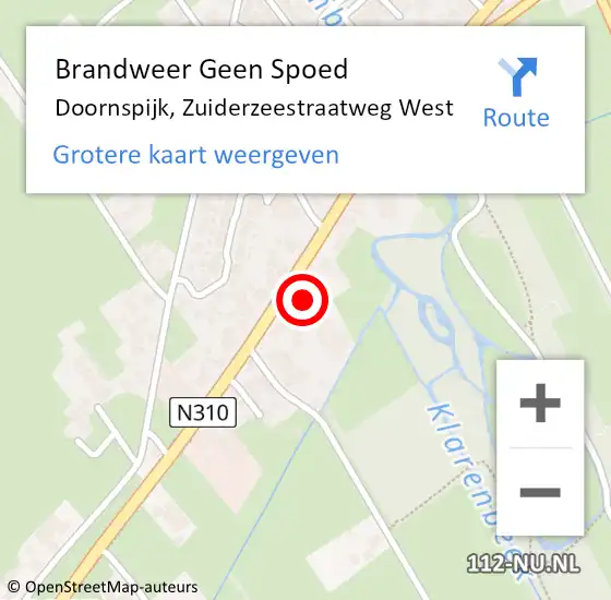Locatie op kaart van de 112 melding: Brandweer Geen Spoed Naar Doornspijk, Zuiderzeestraatweg West op 17 augustus 2022 18:00