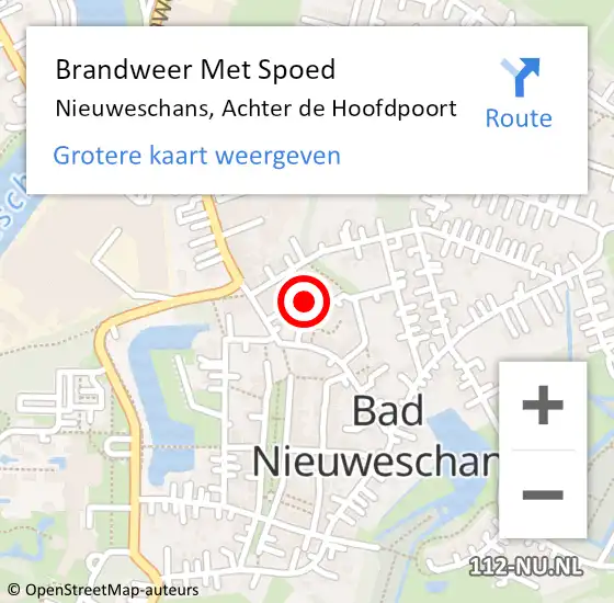 Locatie op kaart van de 112 melding: Brandweer Met Spoed Naar Nieuweschans, Achter de Hoofdpoort op 17 augustus 2022 18:23