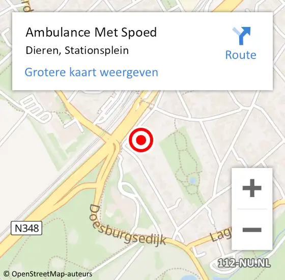 Locatie op kaart van de 112 melding: Ambulance Met Spoed Naar Dieren, Stationsplein op 17 augustus 2022 18:30