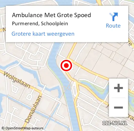 Locatie op kaart van de 112 melding: Ambulance Met Grote Spoed Naar Purmerend, Schoolplein op 17 augustus 2022 18:46