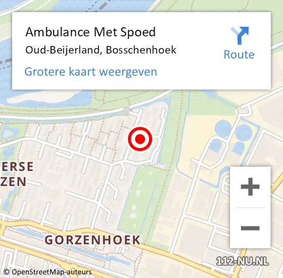 Locatie op kaart van de 112 melding: Ambulance Met Spoed Naar Oud-Beijerland, Bosschenhoek op 17 augustus 2022 18:46