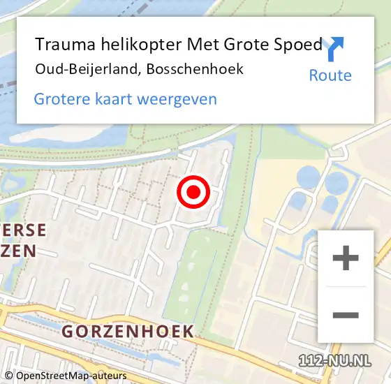 Locatie op kaart van de 112 melding: Trauma helikopter Met Grote Spoed Naar Oud-Beijerland, Bosschenhoek op 17 augustus 2022 18:47