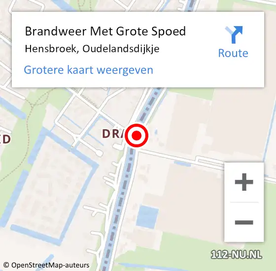 Locatie op kaart van de 112 melding: Brandweer Met Grote Spoed Naar Hensbroek, Oudelandsdijkje op 26 juli 2014 18:26