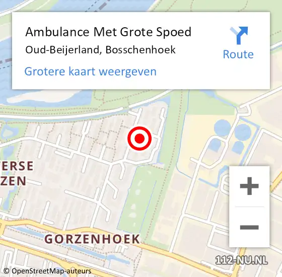 Locatie op kaart van de 112 melding: Ambulance Met Grote Spoed Naar Oud-Beijerland, Bosschenhoek op 17 augustus 2022 18:47