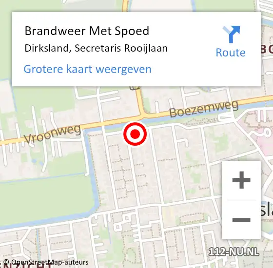 Locatie op kaart van de 112 melding: Brandweer Met Spoed Naar Dirksland, Secretaris Rooijlaan op 17 augustus 2022 18:56
