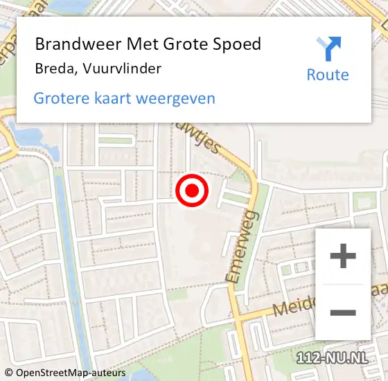 Locatie op kaart van de 112 melding: Brandweer Met Grote Spoed Naar Breda, Vuurvlinder op 17 augustus 2022 18:59