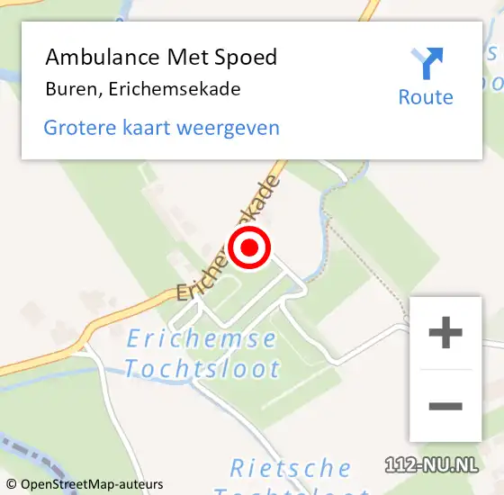 Locatie op kaart van de 112 melding: Ambulance Met Spoed Naar Buren, Erichemsekade op 26 juli 2014 18:28