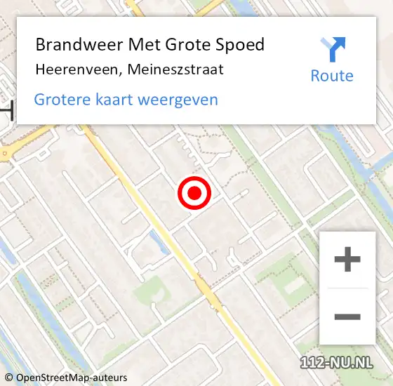 Locatie op kaart van de 112 melding: Brandweer Met Grote Spoed Naar Heerenveen, Meineszstraat op 17 augustus 2022 19:06