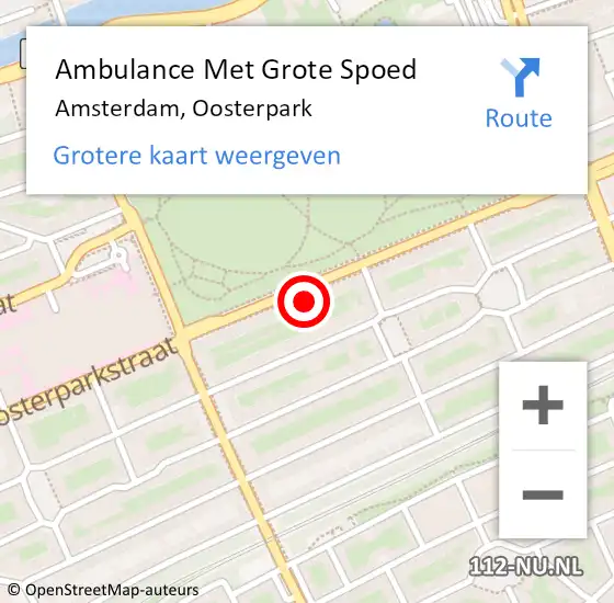 Locatie op kaart van de 112 melding: Ambulance Met Grote Spoed Naar Amsterdam, Oosterpark op 17 augustus 2022 19:10
