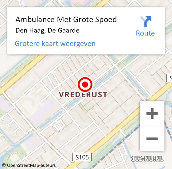 Locatie op kaart van de 112 melding: Ambulance Met Grote Spoed Naar Den Haag, De Gaarde op 17 augustus 2022 19:11