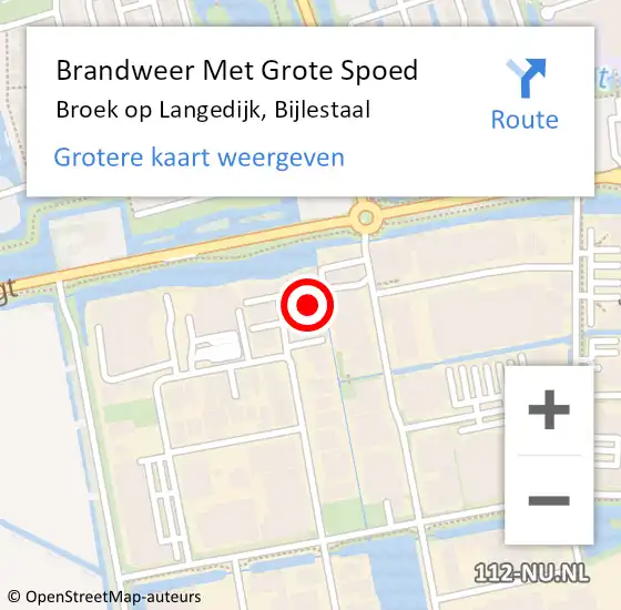 Locatie op kaart van de 112 melding: Brandweer Met Grote Spoed Naar Broek op Langedijk, Bijlestaal op 17 augustus 2022 19:16