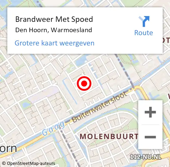 Locatie op kaart van de 112 melding: Brandweer Met Spoed Naar Den Hoorn, Warmoesland op 17 augustus 2022 19:26