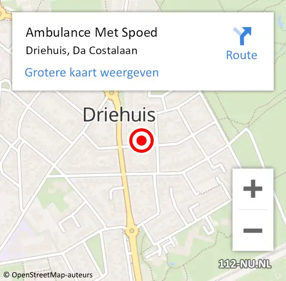 Locatie op kaart van de 112 melding: Ambulance Met Spoed Naar Driehuis, Da Costalaan op 17 augustus 2022 19:30