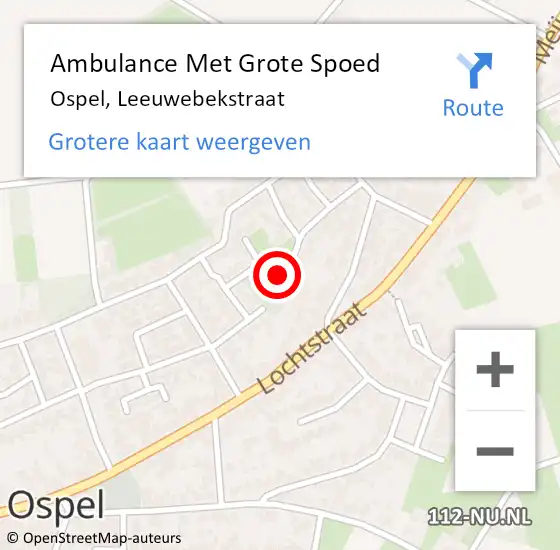 Locatie op kaart van de 112 melding: Ambulance Met Grote Spoed Naar Ospel, Leeuwebekstraat op 17 augustus 2022 19:42