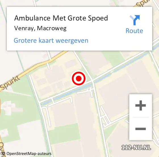 Locatie op kaart van de 112 melding: Ambulance Met Grote Spoed Naar Venray, Macroweg op 17 augustus 2022 19:54