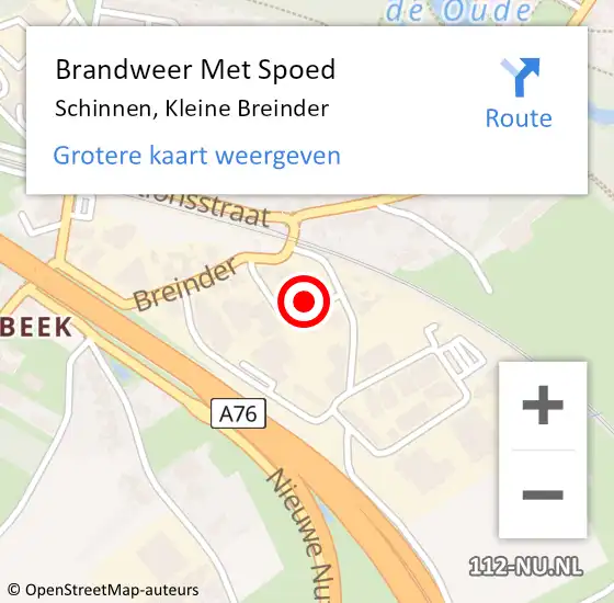 Locatie op kaart van de 112 melding: Brandweer Met Spoed Naar Schinnen, Kleine Breinder op 17 augustus 2022 20:37