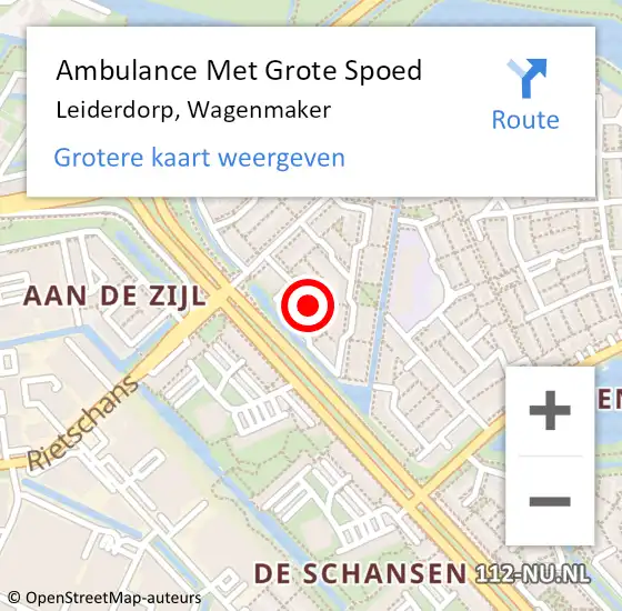 Locatie op kaart van de 112 melding: Ambulance Met Grote Spoed Naar Leiderdorp, Wagenmaker op 17 augustus 2022 20:46