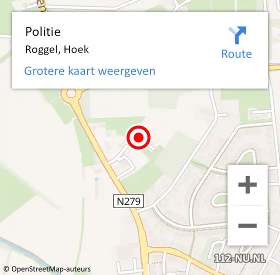 Locatie op kaart van de 112 melding: Politie Roggel, Hoek op 17 augustus 2022 20:55