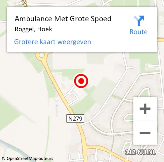 Locatie op kaart van de 112 melding: Ambulance Met Grote Spoed Naar Roggel, Hoek op 17 augustus 2022 20:56